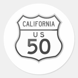 Sticker Rond Voyage par la route de la Californie de la route