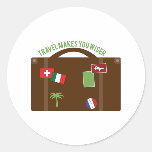 Sticker Rond Voyage rend plus sage (Devant)