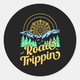 Sticker Rond Voyage sur la route