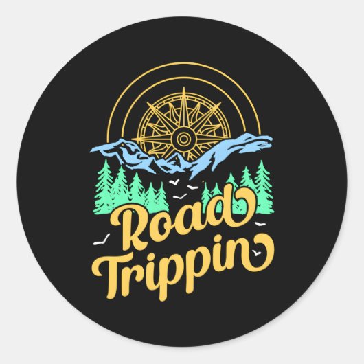 Sticker Rond Voyage sur la route (Devant)