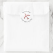 Sticker Rond Voyage thème destination nuptiale douche préférée (Sac)
