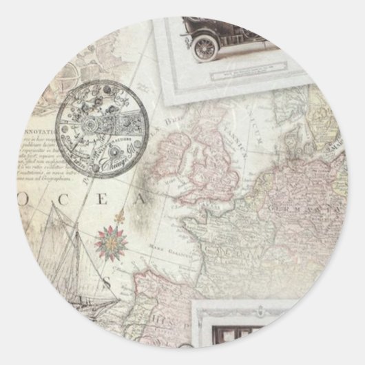 Sticker Rond Voyage vintage (Devant)