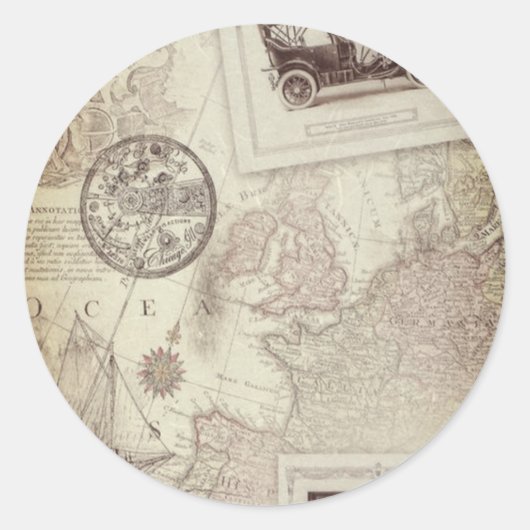 Sticker Rond Voyage vintage (Devant)