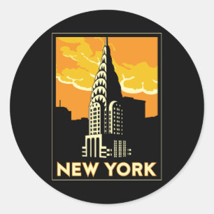 Sticker Rond voyage vintage de New York Etats-Unis Etats-Unis