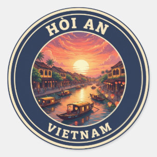 Sticker Rond Voyage Vintage Hoi An Vietnam