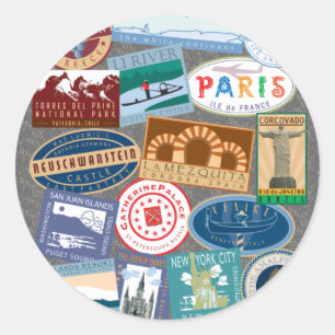 Sticker Rond Voyage-World Traverler