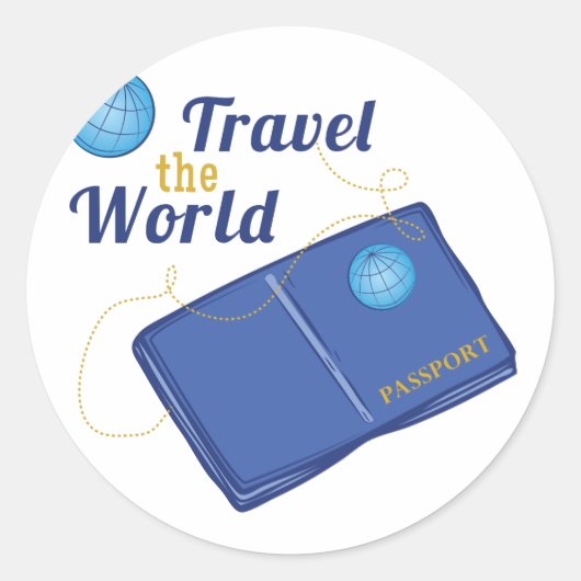 Sticker Rond Voyager dans le monde (Devant)