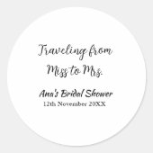 Sticker Rond Voyager douche nuptiale ajouter nom date de manque (Devant)