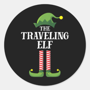 Sticker Rond Voyager Elf Correspondant Famille Groupe de Noël
