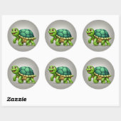 Sticker Rond Voyages heureux de tortues (Feuille)