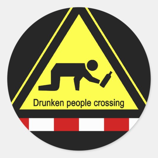 Sticker Rond Voyageurs en état d'ébriété traversant ⚠ panneau t (Devant)