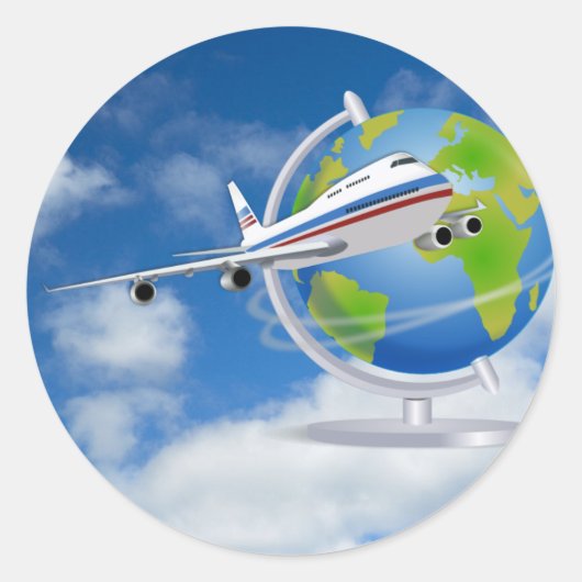 Sticker Rond Voyagez dans le monde (Devant)