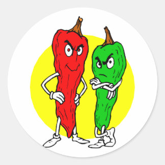 Sticker Rond Voyous de poivre rouge vert avec cirque jaune