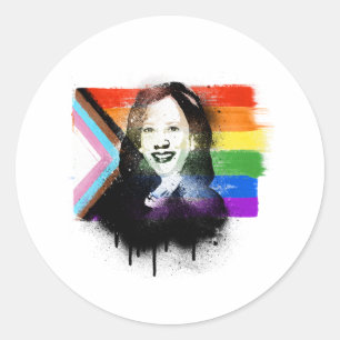 Sticker Rond VP Kamala Harris LGBTQ Progress Pride Graffiti