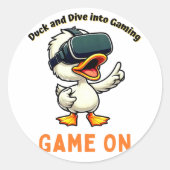Sticker Rond VR Jeu de canard Nerd ordinateur (Devant)