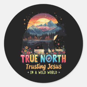 Sticker Rond Vrai Nord Faire Confiance à Jésus Dans un Monde Sa