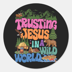 Sticker Rond Vrai Nord Vbs Faire Confiance à Jésus Dans Un Mond