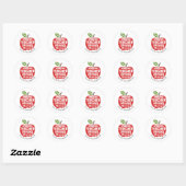 Sticker Rond vraiment extraordinaire professeur pomme rouge (Feuille)