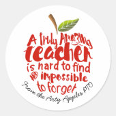 Sticker Rond vraiment extraordinaire professeur pomme rouge (Devant)