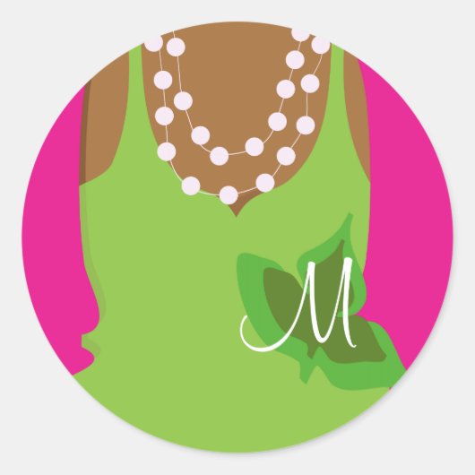 Sticker Rond Vraiment Jolies Filles Monogramme (Devant)