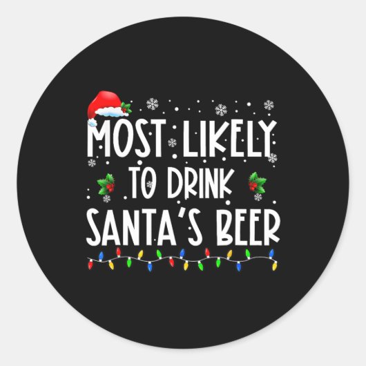 Sticker Rond Vraisemblablement De Boire Père Noël Bière Noël Bo (Devant)