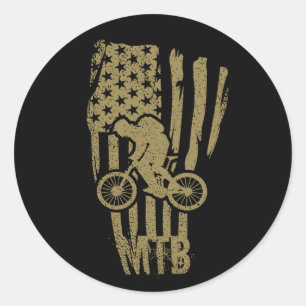 Sticker Rond Vtt Drapeau Américain Vélo De Montagne