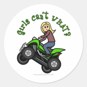 Sticker Rond VTT femme blonde   Conducteur à quatre roues