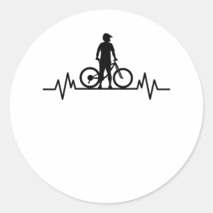 Sticker Rond VTT Heartbeat Vélo de montagne Cadeau