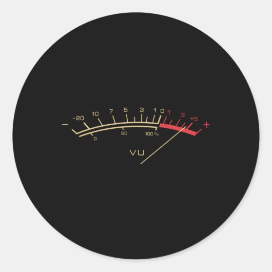 Sticker Rond Vu Meter Hi-Fi Stereo Music (Devant)
