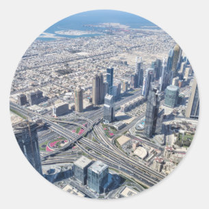 Sticker Rond Vue aérienne de Dubaï