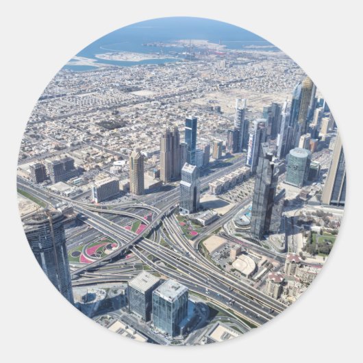Sticker Rond Vue aérienne de Dubaï (Devant)