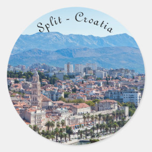 Sticker Rond Vue aérienne du front de mer de la ville de Split,