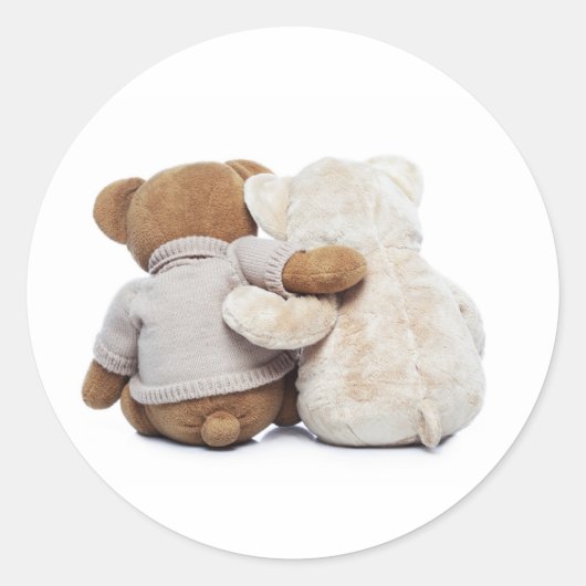 Sticker Rond Vue arrière de deux Nounours s'embrassant (Devant)