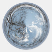 Sticker Rond vue bulle sur le ciel avec chêne (Devant)
