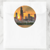 Sticker Rond Vue de l'horizon de Chicago depuis Adler (Sac)