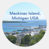 Sticker Rond Vue de l'île Mackinac, Michigan États-Unis (Devant)