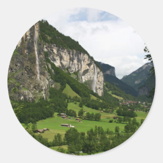 Sticker Rond Vue De Trummelbach Falls, Lauterbrunnen CH