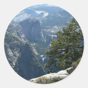 Sticker Rond Vue de Yosemite Mountain dans le parc national de
