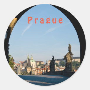 Sticker Rond Vue du pont Charles à Prague