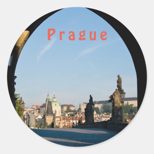 Sticker Rond Vue du pont Charles à Prague (Devant)