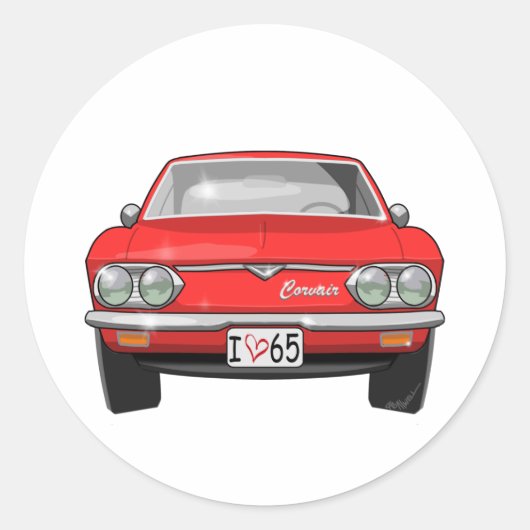 Sticker Rond Vue frontale Chevrolet Corvair 1965 (Devant)