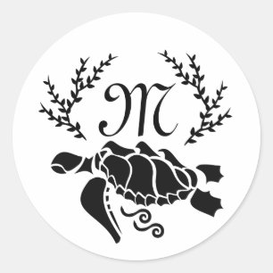 Sticker Rond Vue latérale de la tortue noire