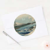 Sticker Rond Vue mer japonaise -monogrammed (Enveloppe)