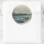 Sticker Rond Vue mer japonaise -monogrammed (Sac)