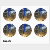 Sticker Rond Vue nocturne de Chicago (Feuille)