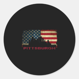 Sticker Rond vue panoramique de la ville de Pittsburgh oeuvre d