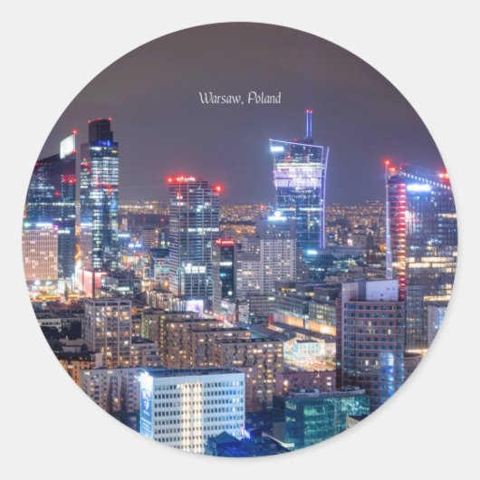 Sticker Rond Vue panoramique de Varsovie, Pologne (Devant)