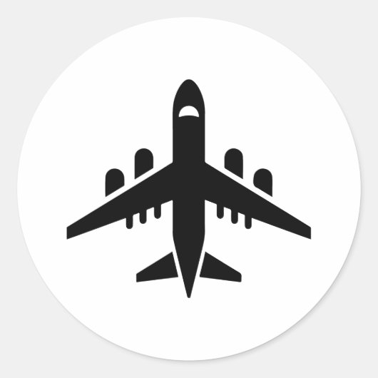 Sticker Rond Vue supérieure silhouette de l'avion volant (Devant)