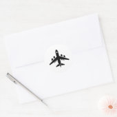 Sticker Rond Vue supérieure silhouette de l'avion volant (Enveloppe)
