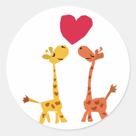 Sticker Rond VW - Drôle Giraffe Love Cartoon (Devant)